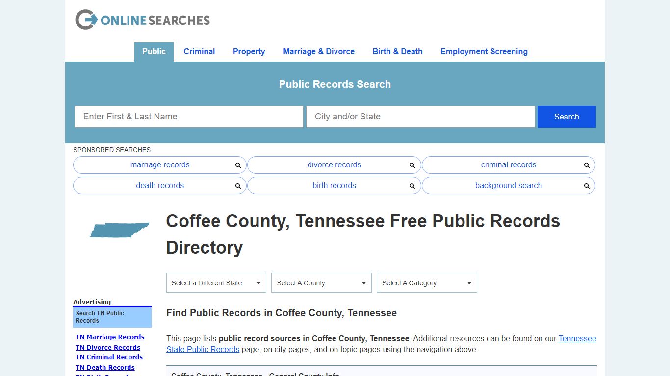 Coffee County, Tennessee Public Records Directory